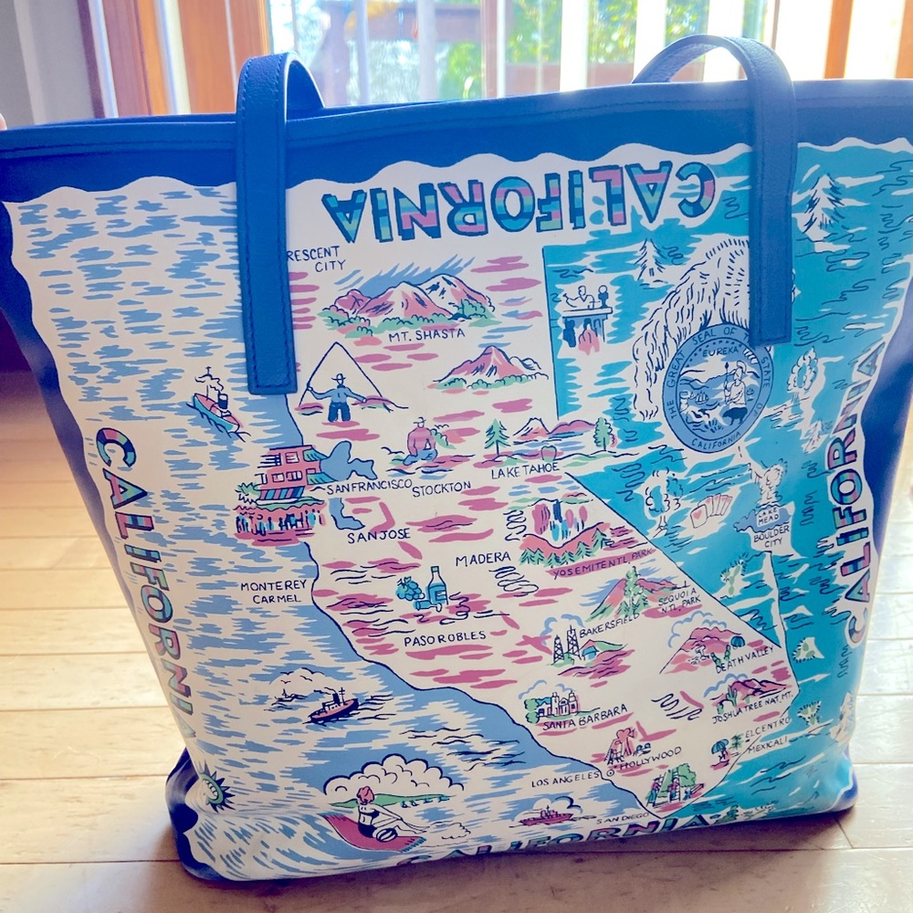 Talbots Leather Tote with California Landmarks